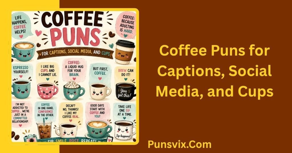 350+ Coffee Puns to Brew Up Laughs, Captions & Good Vibes 3 Coffee Puns for Captions, Social Media, and Cups