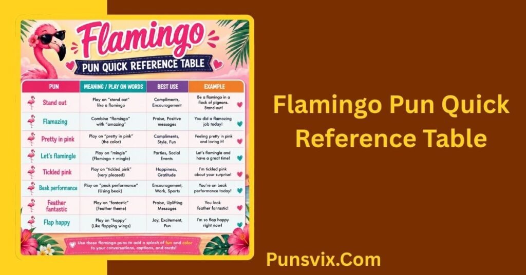 250+ Flamingo Puns That Are Funny, Cute, and Perfect for Sharing 5 Flamingo Pun Quick Reference Table