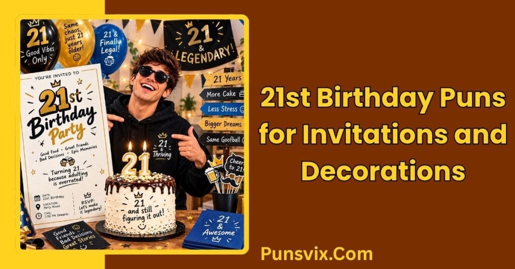 120+ 21st Birthday Puns to Make the Big Day Unforgettable 4 21st Birthday Puns for Invitations and Decorations