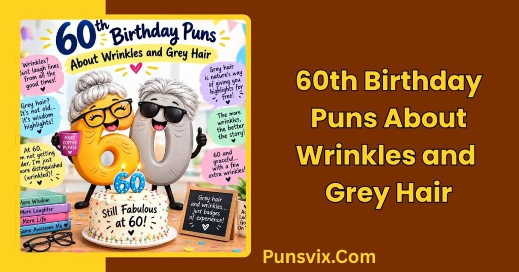 60th Birthday Puns: 100+ Funny Ideas for a Memorable Celebration 2 60th Birthday Puns About Wrinkles and
Grey Hair