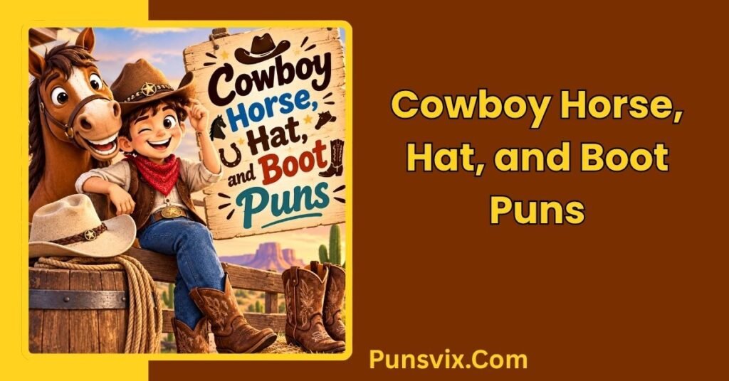 250+ Funny Cowboy Puns That’ll Have You Laughing ’Til Sundown 4 Cowboy Horse, Hat, and Boot Puns