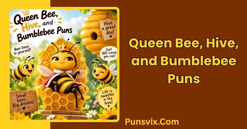 Funny Bee Puns for Everyday Laughs: 300+ Buzz-Worthy Ideas 3 Queen Bee, Hive, and Bumblebee Puns